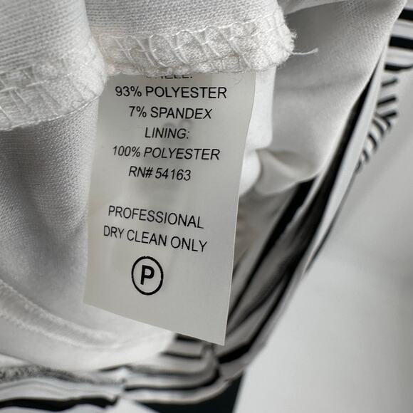 Calvin Klein Dress White Black Womens 6 Textured Striped Wave Bodycon Sleeveless - Picture 6 of 7